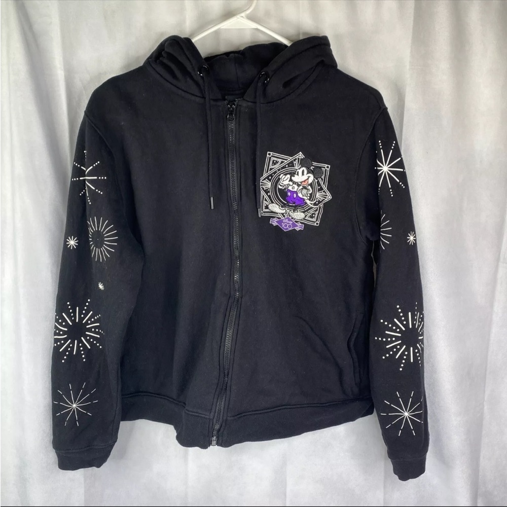 Rare Walt Disney 100th Anniversary Size Large Full Zip Hoodie Black Sweatshirt